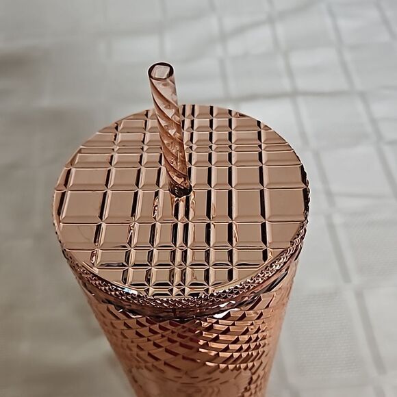 Starbucks Rose Gold Studded Cold Cup Tumbler 2021 24oz 710ml - Picture 15 of 16